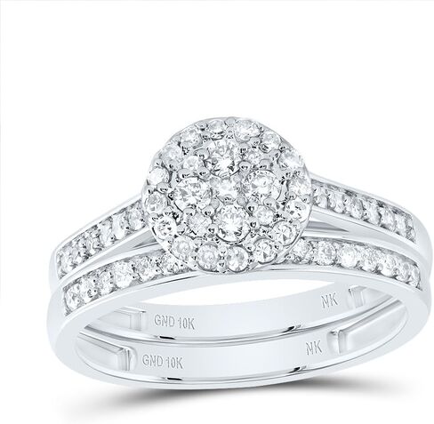Jewels by Lux 10kt White Gold His & Hers 1 CTTW Diamond Round Round Bridal Band Band ، Women Size: 5-9 ، Men Size: 8-12 in Saudi Arabia