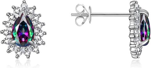 Rylos Women's Sterling Silver Birthstone Set: Ring, Earring & Pendant Necklace. Gemstone & Diamonds, Pear Tear Drop Shape 6X4MM Birthstone. Perfectly Matching Friendship Jewelry. Sizes 5-10. in Kuwait