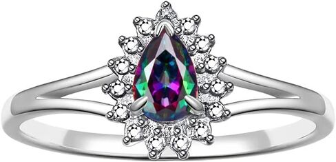 Rylos Women's Sterling Silver Birthstone Set: Ring, Earring & Pendant Necklace. Gemstone & Diamonds, Pear Tear Drop Shape 6X4MM Birthstone. Perfectly Matching Friendship Jewelry. Sizes 5-10. in Kuwait
