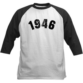 CafePress 1946 Year Vintage Baseball Jersey Kids Cotton Baseball Jersey, 3/4 Raglan Sleeve Shirt in Saudi Arabia