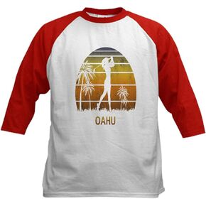 CafePress Retro Oahu Women's Golf Golfin Baseball Jersey Kids Cotton Baseball Jersey, 3/4 Raglan Sleeve Shirt in Kuwait