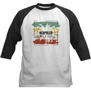 CafePress Acapulco Mexico Palm Tree Retro Ar Baseball Jersey Kids Cotton Baseball Jersey, 3/4 Raglan Sleeve Shirt in Saudi Arabia
