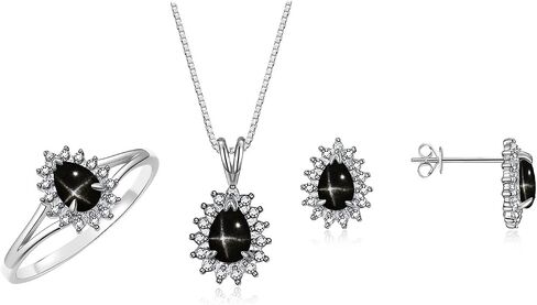 Rylos Women's Sterling Silver Birthstone Set: Ring, Earring & Pendant Necklace. Gemstone & Diamonds, Pear Tear Drop Shape 6X4MM Birthstone. Perfectly Matching Friendship Jewelry. Sizes 5-10. in Kuwait