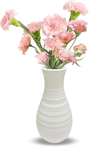 Rustic Ceramic Farmhouse Flower Large Vase - White Modern Farmhouse Vases Boho Ceramic Vase Terra Cotta Pottery Vase for Home Decor, Table, Living Room Decoration, Entryway Decor, Mantel Decorative in Saudi Arabia
