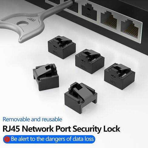 12 Pcs RJ45 Port Lock with 1 Keys, Locking RJ45 Port/Dust Blocker,Compatible with Computer,TV,Router,Other Devices （White） in Kuwait