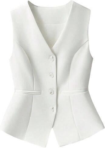 GORGLITTER Women's Button Down Vest Crop Tops V Neck Sleeveless Waistcoat Dressy Going Out Top in Saudi Arabia