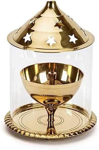 Diwali Dhanteras Navratri Diya Brass Table Diya Brass Akhand Jyoti Diya in Large Size(8"x6") Handcrafted India Tradition Brass Lamp Mandir, All Festivals Diwali (Height: 8 inch) in Saudi Arabia