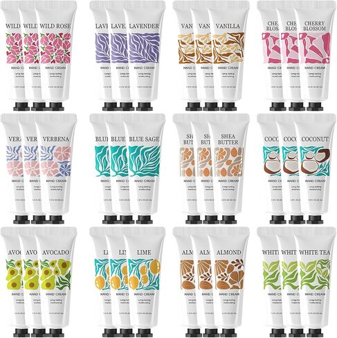 BODY & EARTH # LOVE 12 Pack Natural Plant Fragrance Moisturizing Hand Cream for Dry Hands Mini Hand Lotion with Shea Butter Travel Size Hand Cream Set Gift Set for Women in Saudi Arabia