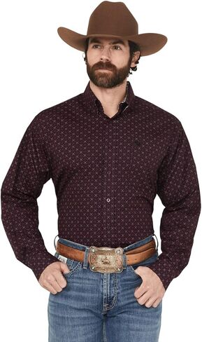 قميص Cinch Western Mens Long Sleeve الهندسي الأرجواني MTW1105918 in Kuwait