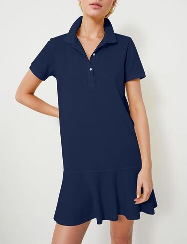 Kissonic Women's Polo Dress Short Sleeve V Neck Ruffle Hem Casual Summer Golf Tennis Mini Shirt Dresses in Saudi Arabia
