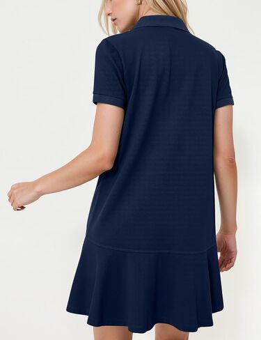 Kissonic Women's Polo Dress Short Sleeve V Neck Ruffle Hem Casual Summer Golf Tennis Mini Shirt Dresses in Saudi Arabia