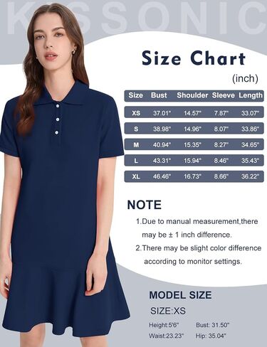 Kissonic Women's Polo Dress Short Sleeve V Neck Ruffle Hem Casual Summer Golf Tennis Mini Shirt Dresses in Saudi Arabia
