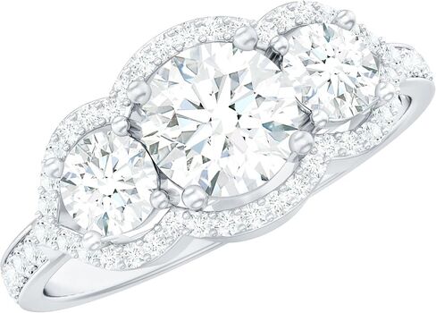 Certified Moissanite Three Stone Engagement Ring| Statement Jewelry for Women| D-VS1 Quality in Saudi Arabia