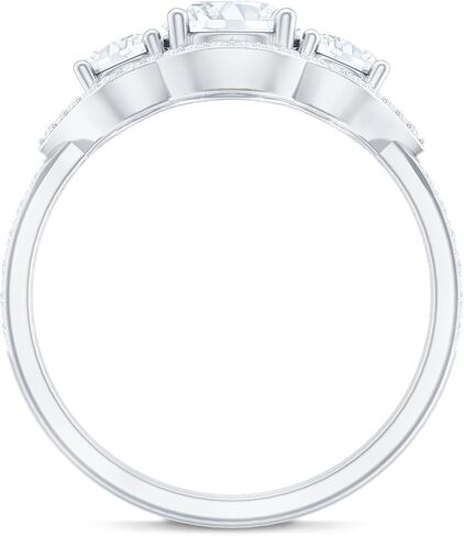 Certified Moissanite Three Stone Engagement Ring| Statement Jewelry for Women| D-VS1 Quality in Kuwait