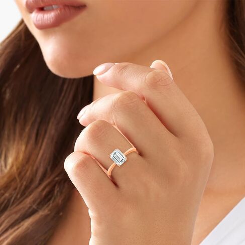 1 Ct - 4 Ct Emerald Cut IGI Certified Lab Grown Diamond Engagement Ring 14k Gold Solitaire Ring Size 5 to 10 (Clarity- VS, Color- EFG, 1 to 4 Carat) in Saudi Arabia