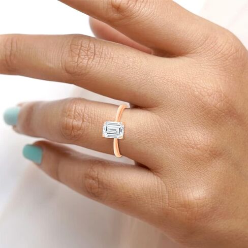 1 Ct - 4 Ct Emerald Cut IGI Certified Lab Grown Diamond Engagement Ring 14k Gold Solitaire Ring Size 5 to 10 (Clarity- VS, Color- EFG, 1 to 4 Carat) in Saudi Arabia
