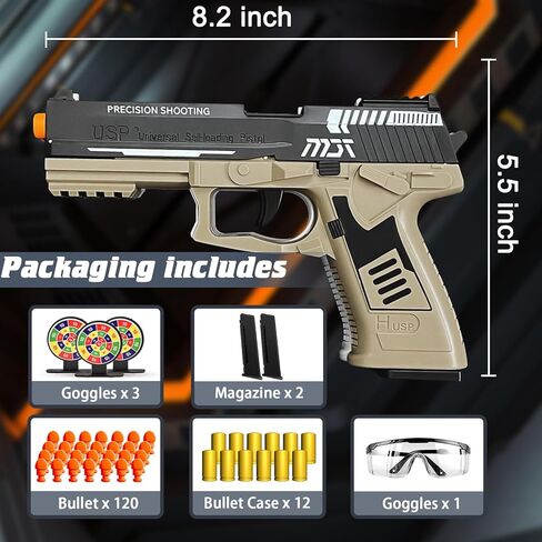 Toy Gun with Automatic Reloading Rebound Shell Ejecting and Soft Foam Blaster, Ideal for Shooting Games, Education Model Toys, Gift for Kids Boys Girls in Kuwait