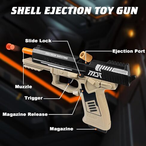Toy Gun with Automatic Reloading Rebound Shell Ejecting and Soft Foam Blaster, Ideal for Shooting Games, Education Model Toys, Gift for Kids Boys Girls in Kuwait