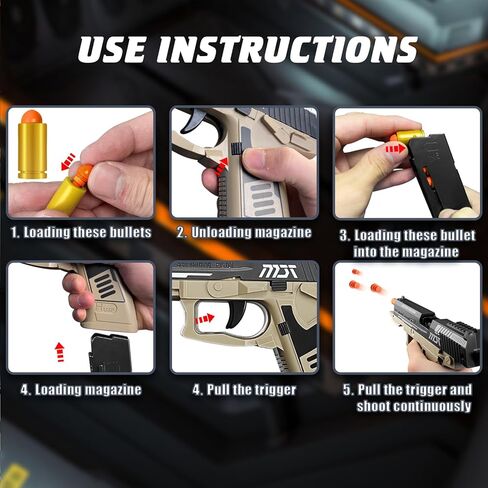 Toy Gun with Automatic Reloading Rebound Shell Ejecting and Soft Foam Blaster, Ideal for Shooting Games, Education Model Toys, Gift for Kids Boys Girls in Kuwait