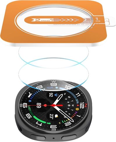 2 Pack 9H Tempered Glass Screen Protector Compatible with Samsung Galaxy Watch Ultra 47mm (2024 New Released), Waterproof HD Film with Auto-alignment Installation kit Clear in Saudi Arabia