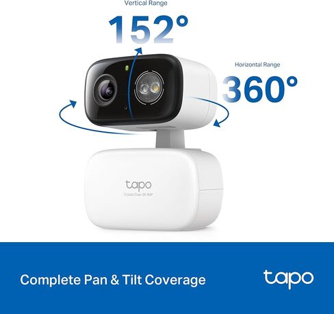 كاميرا أمان داخلية Tapo TP-Link 2K Pan/Tilt لمراقبة الأطفال، وكاميرا الحيوانات الأليفة، وكشف الحركة وتتبعها، وصوت ثنائي الاتجاه، وتخزين بطاقة Cloud وSD، تعمل مع Alexa وGoogle Home، أسود، C211 (عبوتان) in Kuwait