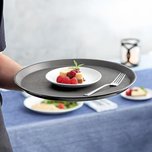 OCS Parts Pro Series 4-Pack 14" Round Gray Plastic Serving Trays with No Slip Base | Restaurant Style Food and Drink Carrying Tray for Restaurants, Parties, Home and Events in Saudi Arabia