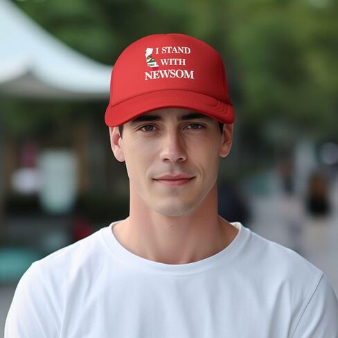 I Stand with Governor Gavin Newsom Hat Free Gavin Newsom Hat Trucker Mesh Cap for Men Women Black in Saudi Arabia