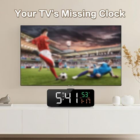 Netzu 3-in-1 Digital Clocks for Living Room with Temperature, Date & Time Display - 4 Levels Birghtness, 3 Volumes, Small & Compact Plug-in Alarm Clock for Bedroom, Office in Kuwait