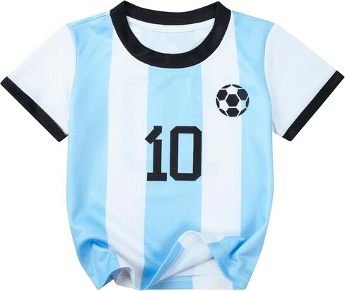 Soccer Jersey Kids Boys Argentina Jersey Shirt Soccer Boys Tshirts Round Neck Short Sleeve Top in Kuwait