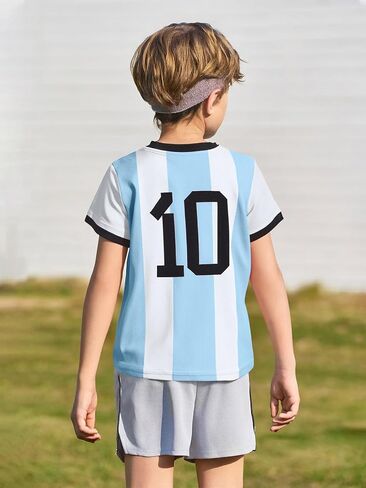 Soccer Jersey Kids Boys Argentina Jersey Shirt Soccer Boys Tshirts Round Neck Short Sleeve Top in Kuwait