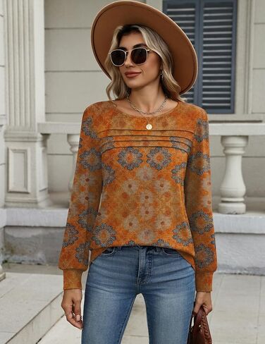 قمصان Zeagoo طويلة الأكمام للنساء غير الرسمي Fall Fashion Crewneck Tunic Tups عمل بلوزة الزي تعمل in Saudi Arabia