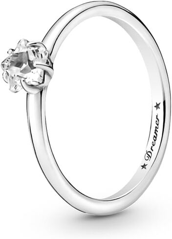 Pandora Seleestial Sparkling Star Solitaire Ring - حلقة فضية للنساء - الطبقات أو الخاتم القابل للتكديس - هدية لها - الفضة الاسترليني مع الزركونيا المكعبة الصافية - مع صندوق هدايا in Saudi Arabia