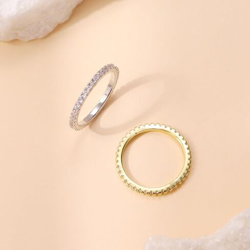 2 Pack Stacking Rings for Oura Ring Gen 4/Gen 3, Silver/14k Gold Plated White Green Pink Colorful Cubic Zirconia Oura Ring Stack, Thin Oura Stacking Ring for Women, Smart Rings Accessories in Kuwait