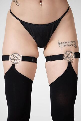 Killstar Fiendish Pentagram Gothic الفخذين العالي العالي يخزن الجوارب الجوارب الملابس الداخلية in Kuwait