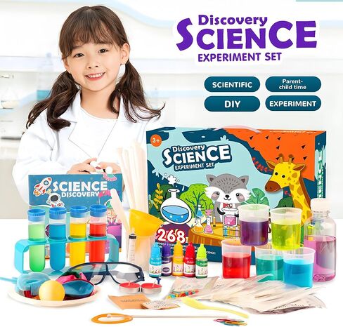 Science Kits for Kids 72+ Science Lab Experiments Erupting Volcano,Rainbow Rain,Artificial Snow Magic Chemistry Toy DIY Science Educational Learning Kit for Boys Girls in Kuwait