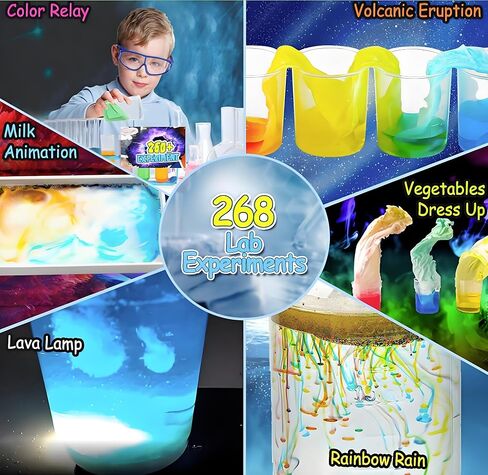 Science Kits for Kids 72+ Science Lab Experiments Erupting Volcano,Rainbow Rain,Artificial Snow Magic Chemistry Toy DIY Science Educational Learning Kit for Boys Girls in Kuwait