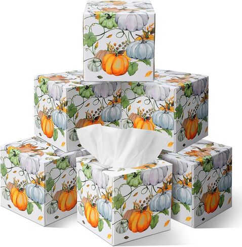 Yeaqee 6 Pack Facial Tissue Cube Box Facial Tissues Paper Facial Tissues Boxes Disposable Facial Tissue 80 Tissues Per Box for Wedding Summer Home Office School (Sea) in Saudi Arabia