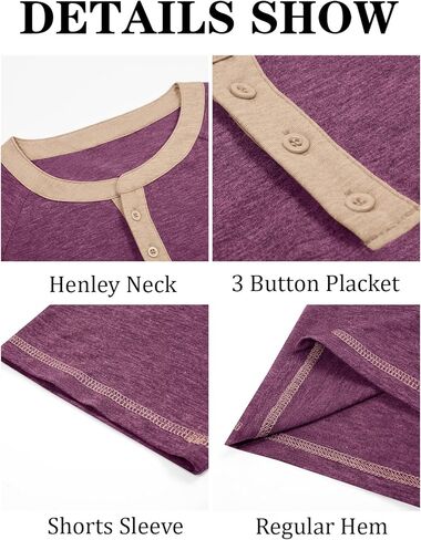 Makkrom Mens Henley قمصان قصيرة الأكمام غير الرسمية الصيفية الأساسية T ercts button butting خمر خفيفة الوزن قمم Tee Tops in Kuwait