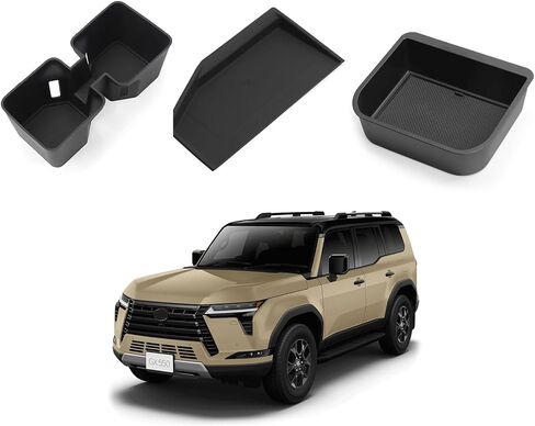Smabee 3pcs ملائمة لعام 2024 2025 لكزس GX 550 GX550 Center Console Cool Box Organizer + شحن لاسلكي حصيرة واقية + حامل كوب إدراج ملحقات أسود in Kuwait