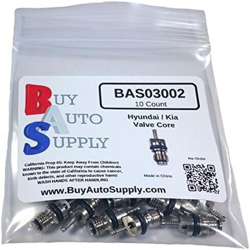 Buy Auto Supply # BAS03002 (10 Count) A/C Schrader Valve Core Aftermarket Replacement fits Kia & Hyundai 9781222301 in Kuwait