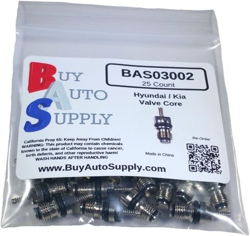 Buy Auto Supply # BAS03002 (10 Count) A/C Schrader Valve Core Aftermarket Replacement fits Kia & Hyundai 9781222301 in Kuwait