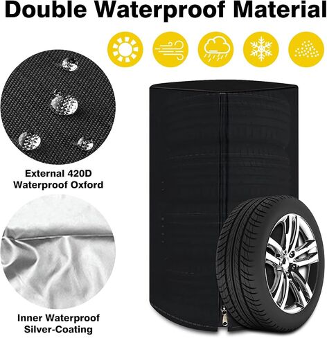 Tire Covers for Storage, WITSTEP Large Seasonal Tire Storage Cover Waterproof Outdoor Winter Tire Bags with Handy Storage Bag, Weather Proof Tire Stack Cover (Holding 4 Tires Up, Diameter 28") in Kuwait