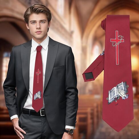 Mens Novelty Religous Necktie 3.27" (8.3CM) Christian Cross Jesus Easter Ties in Kuwait