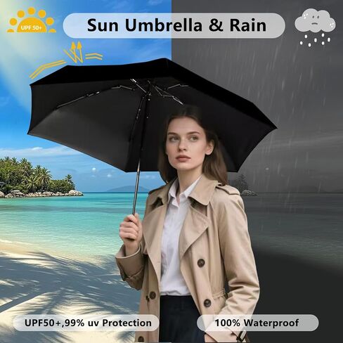 Sunvyxal Mini Travel Sun مظلة للمحفظة مع حالة صغيرة مدمجة للأشعة فوق البنفسجية مظلة قابلة للطي خفيفة الوزن المظلة للرياح المحمولة للنساء الفتيات in Saudi Arabia