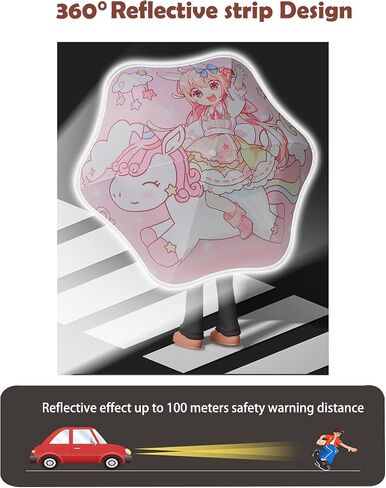 Kid Umbrella for Girls & Boys | Kids Umbrella Girls 3-7 with Rounded Corner | Auto Open/Close Anti-rebound Safe Design UV Resistant | 360° Reflective Strip Compact, Durable Cute Umbrellas for Kids in Saudi Arabia