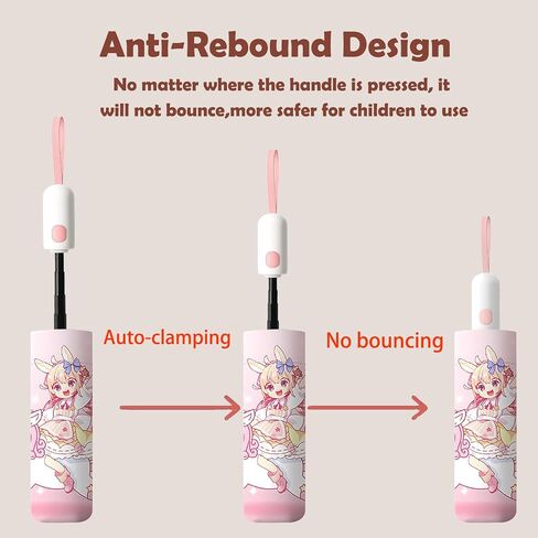Kid Umbrella for Girls & Boys | Kids Umbrella Girls 3-7 with Rounded Corner | Auto Open/Close Anti-rebound Safe Design UV Resistant | 360° Reflective Strip Compact, Durable Cute Umbrellas for Kids in Saudi Arabia