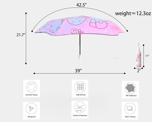 Kid Umbrella for Girls & Boys | Kids Umbrella Girls 3-7 with Rounded Corner | Auto Open/Close Anti-rebound Safe Design UV Resistant | 360° Reflective Strip Compact, Durable Cute Umbrellas for Kids in Saudi Arabia