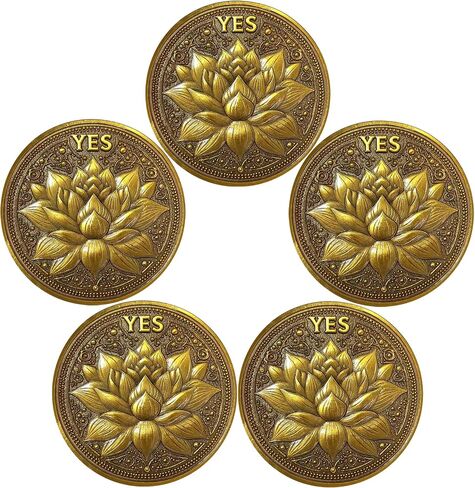 CYOUNG Golden Decision-Making Coin - Elegant Yes/No Challenge Coin with Lotus and Phoenix Design in Saudi Arabia