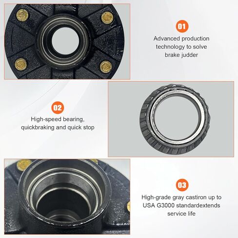 مجموعة من 2 مجموعات محور مقطورة مقطورة لمدة 3500 رطل محاور ، 6 حفرة ، 5.5 "دائرة الترباس in Kuwait