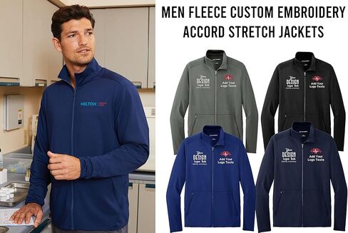INK STITCH Men K595 Custom Personalized Embroidery Logo Texts Accord Stretch Fleece Jackets in Kuwait